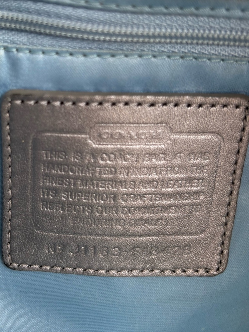 Coach Teal, Navy & Silver Signature Shoulder Bag - Picture 12 of 13
